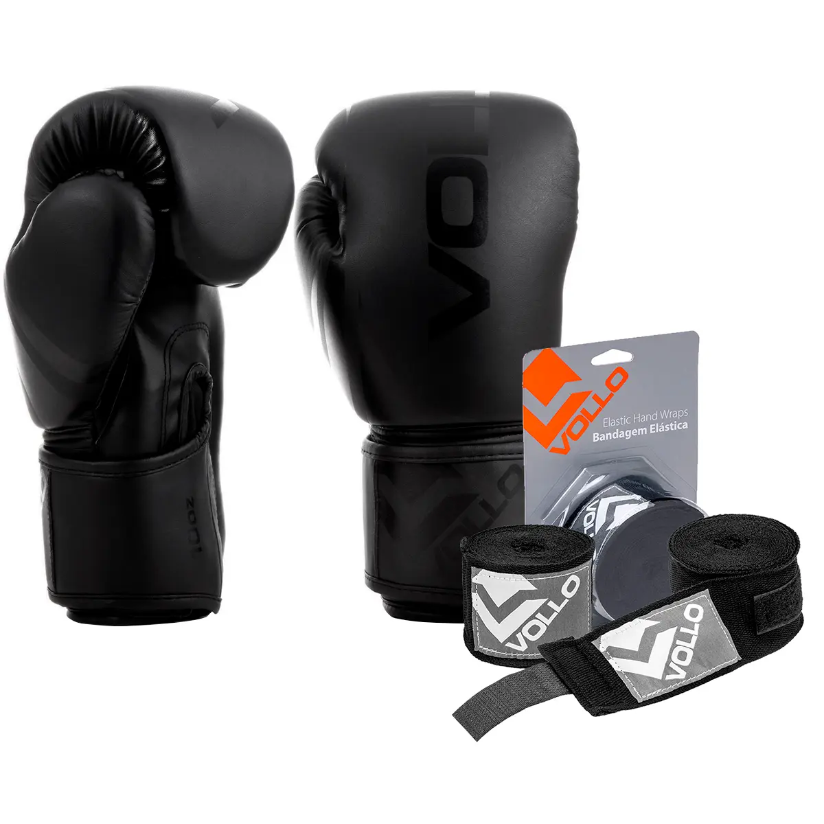 LUVA PRETA 10OZ + BANDAGEM PRETA -convert.io-